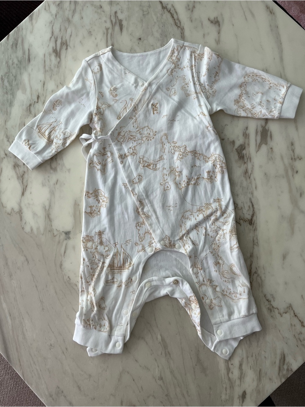 White and Tan Baby One-Piece Romper